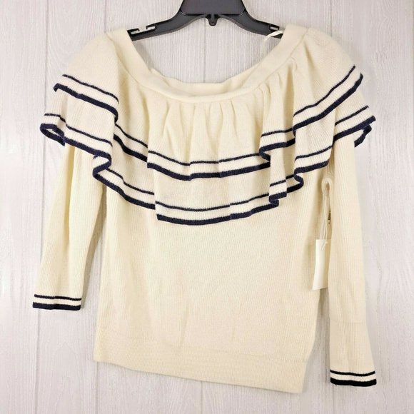 Frame Ruffle One Shoulder Wool Blend Sweater Women - Picture 4 of 10